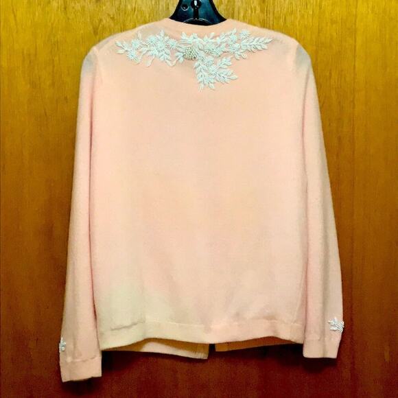 Vintage Gold Lamb Pink Embellished Cardigan Sweater. M - Picture 5 of 7